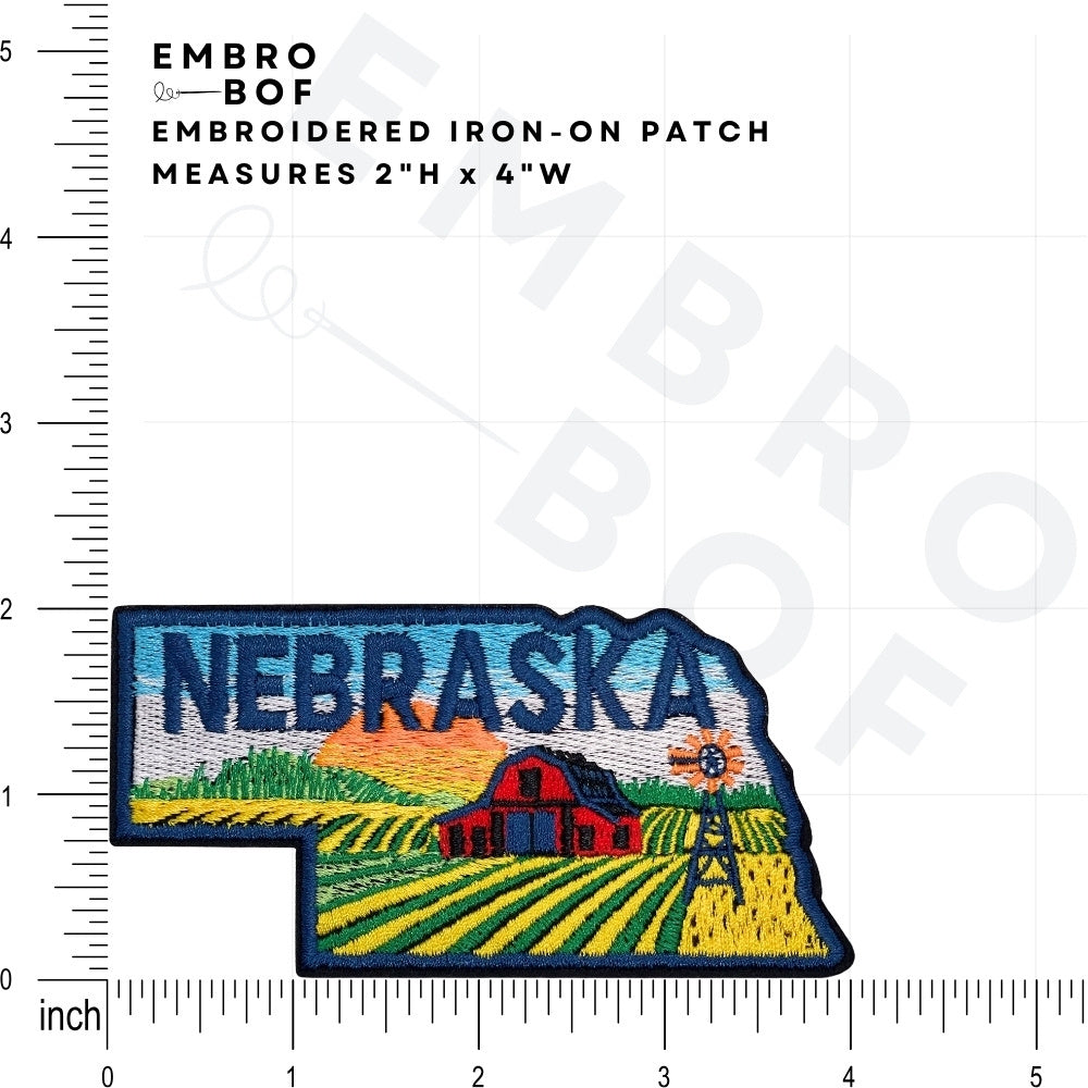 Nebraska Patch size reference – embroidered patch
