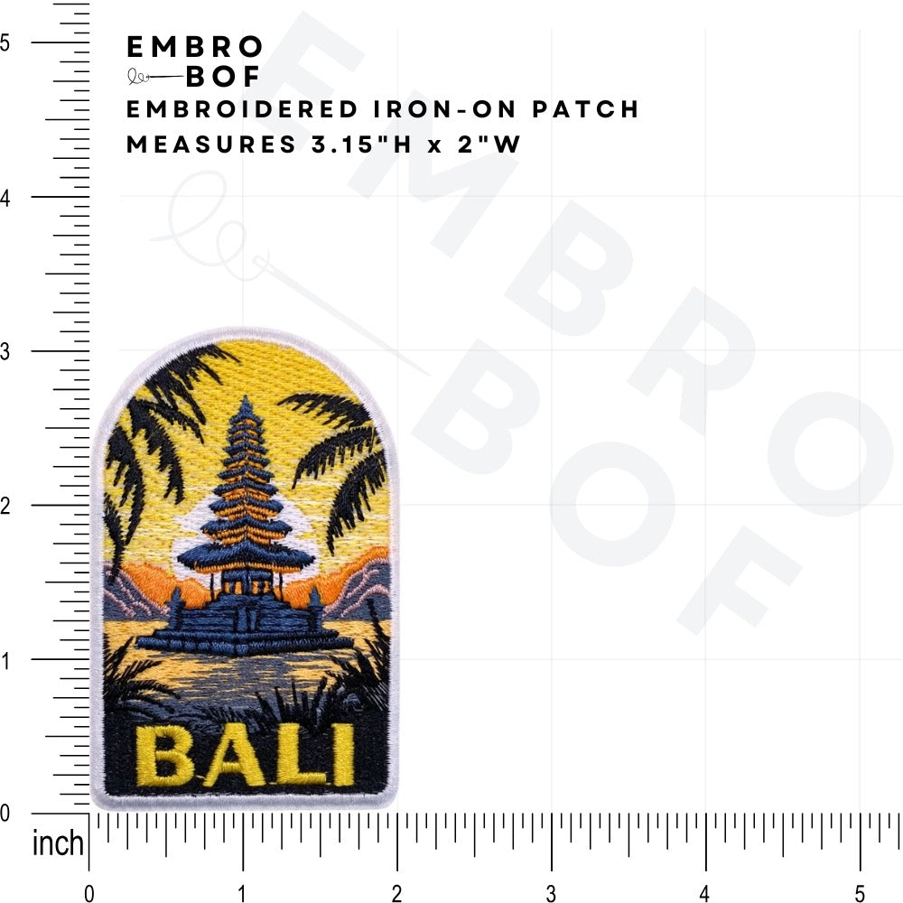 Pagoda Bali Patch size reference – embroidered patch