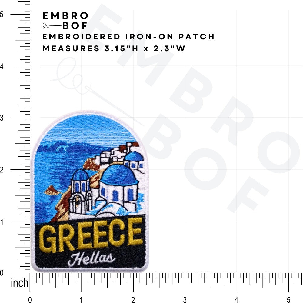 Blue Dome Greece Patch size reference – embroidered patch