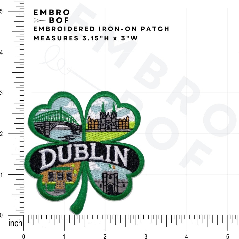 Shamrock Dublin Ireland Patch size reference – embroidered patch