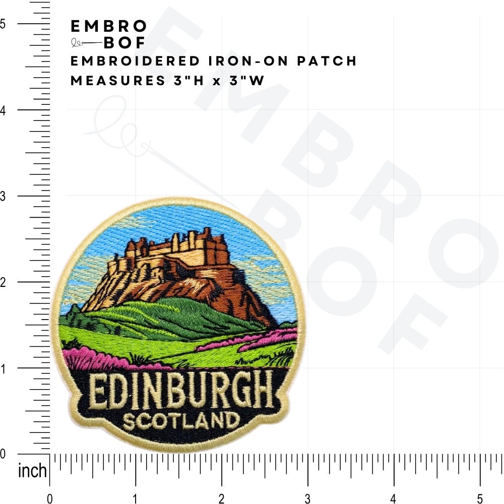 Edinburgh Castle Scotland Patch size reference – embroidered patch
