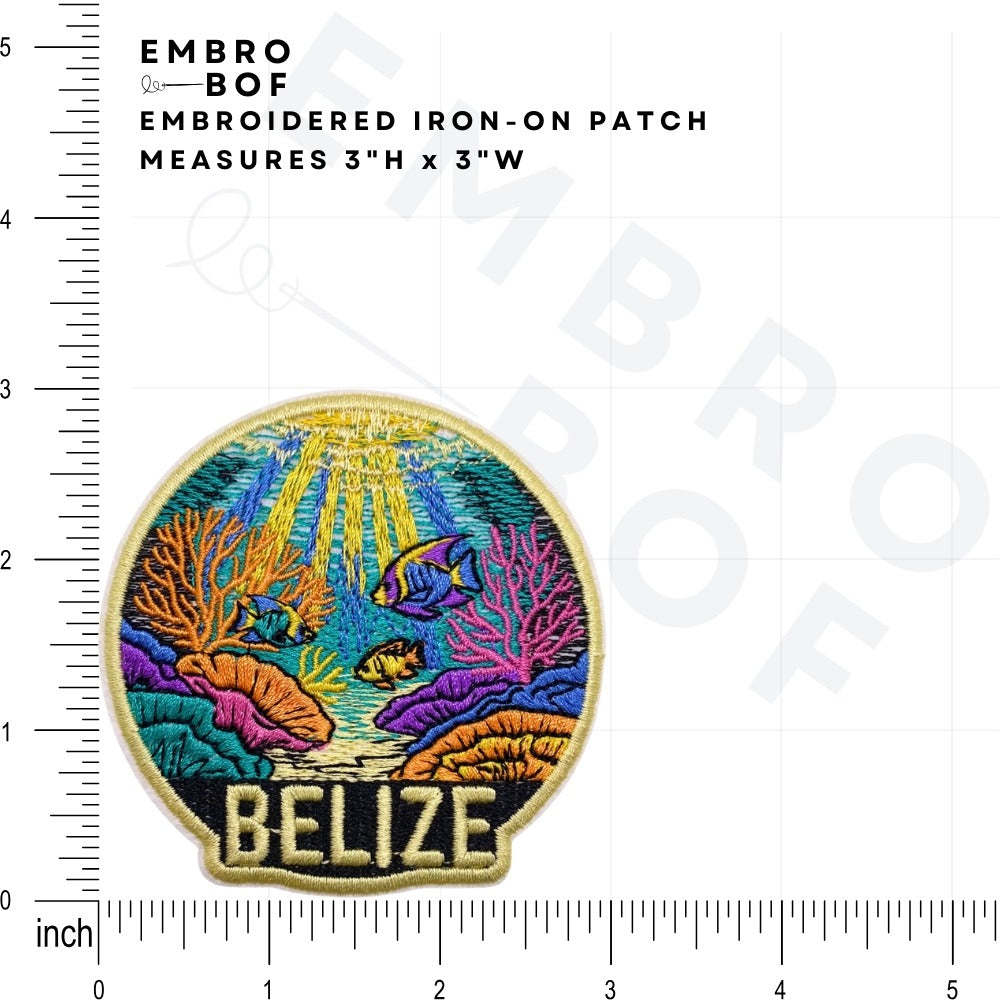 Coral Reef Belize Patch size reference – embroidered patch