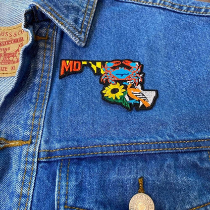 Maryland Patch on a backpack – iron-on embroidered patch