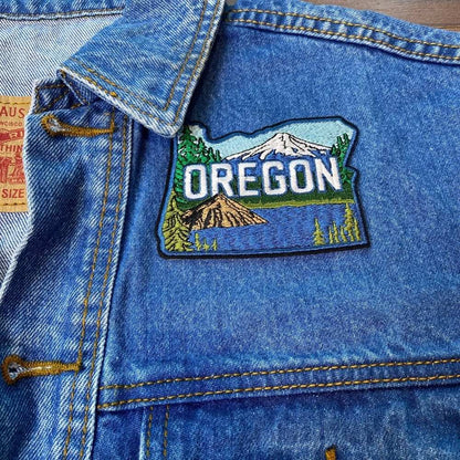 Oregon Patch on a backpack – iron-on embroidered patch