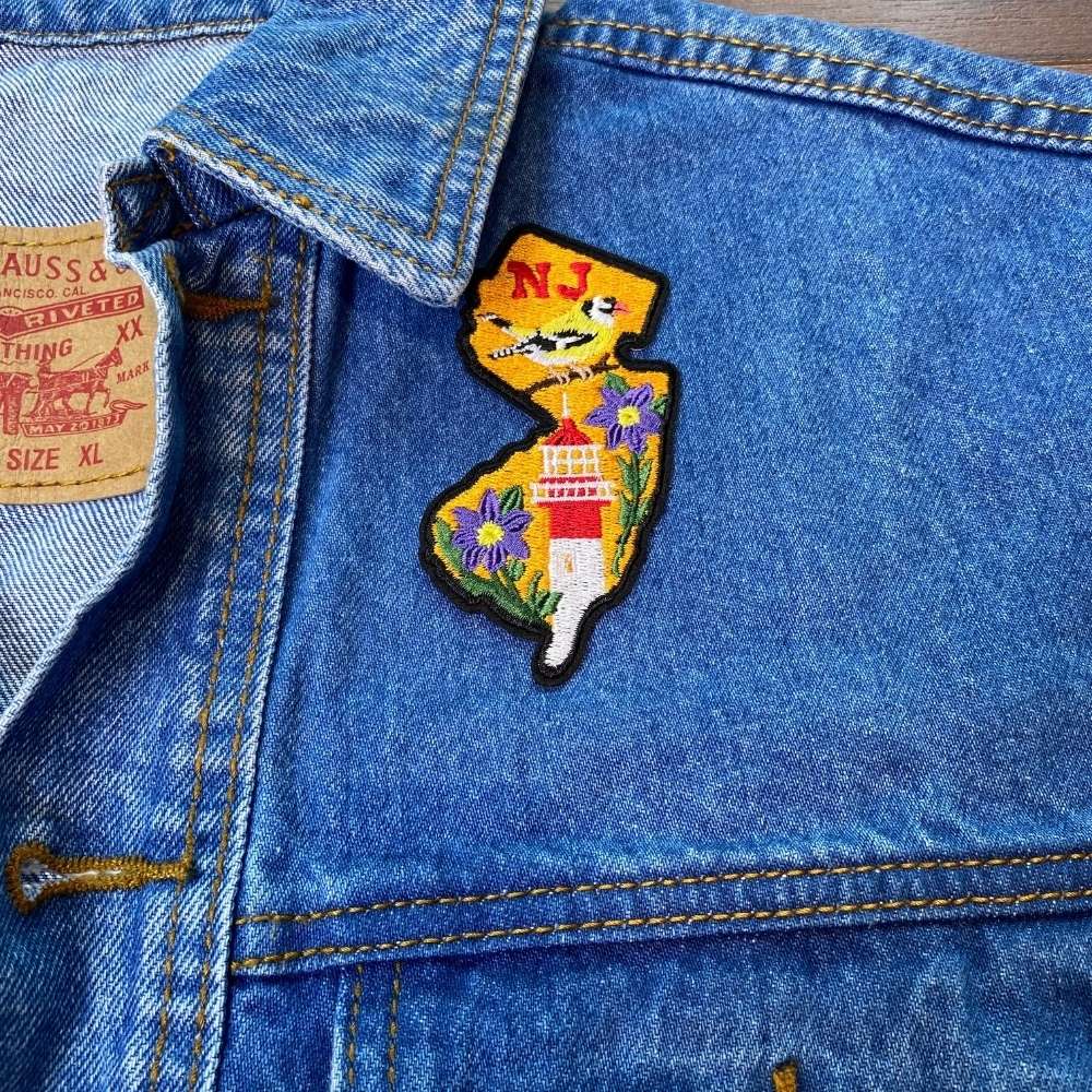 New Jersey Patch on a backpack – iron-on embroidered patch