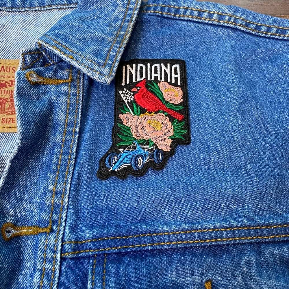 Indiana Patch on a backpack – iron-on embroidered patch