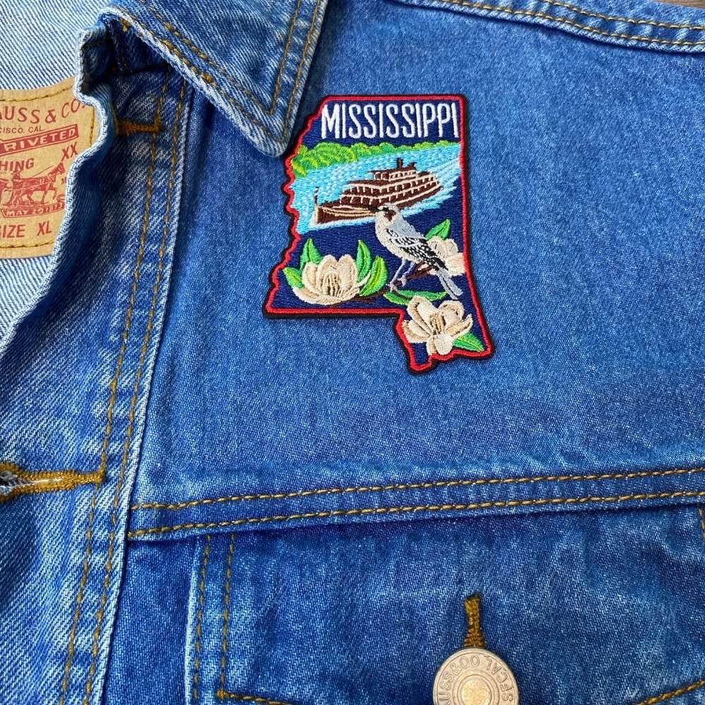 Mississippi Patch on a backpack – iron-on embroidered patch