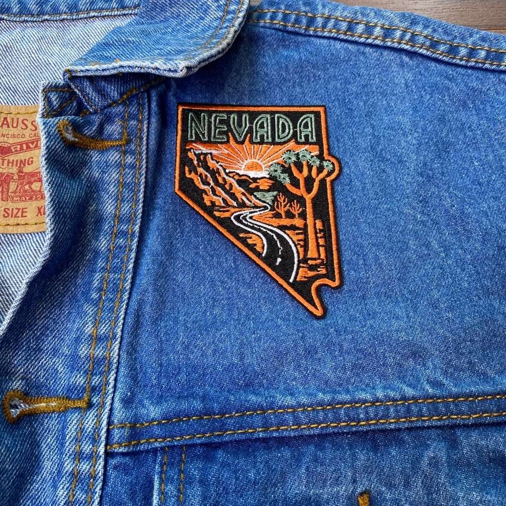 Nevada Patch on a backpack – iron-on embroidered patch