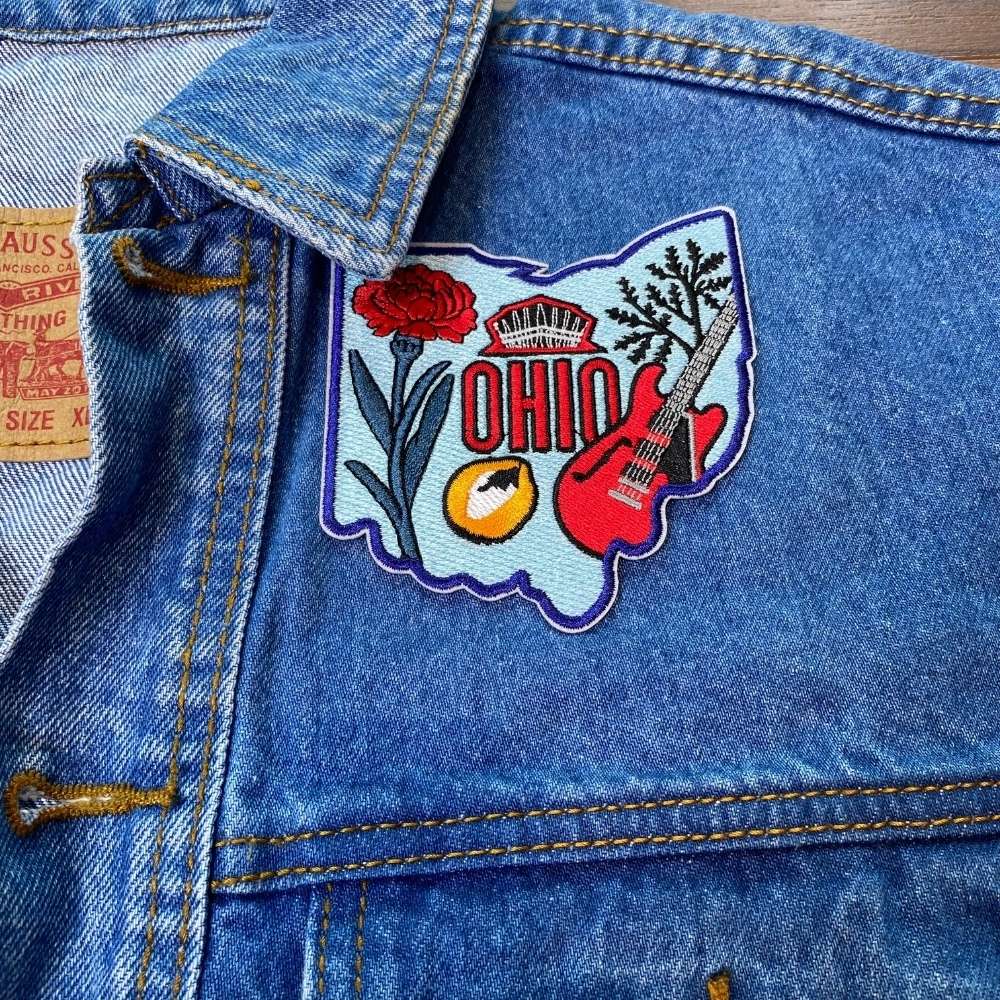 Ohio Patch on a backpack – iron-on embroidered patch