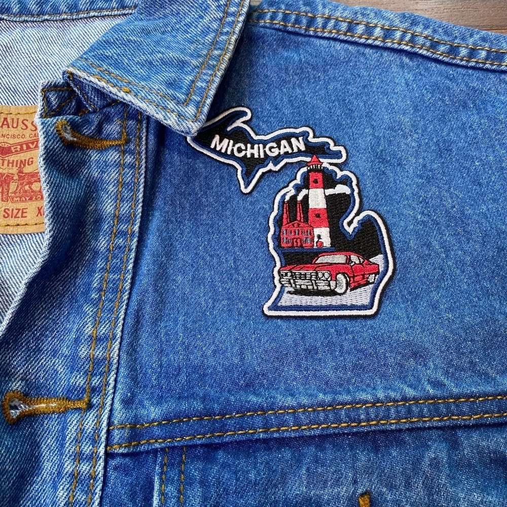 Michigan Patch on a backpack – iron-on embroidered patch