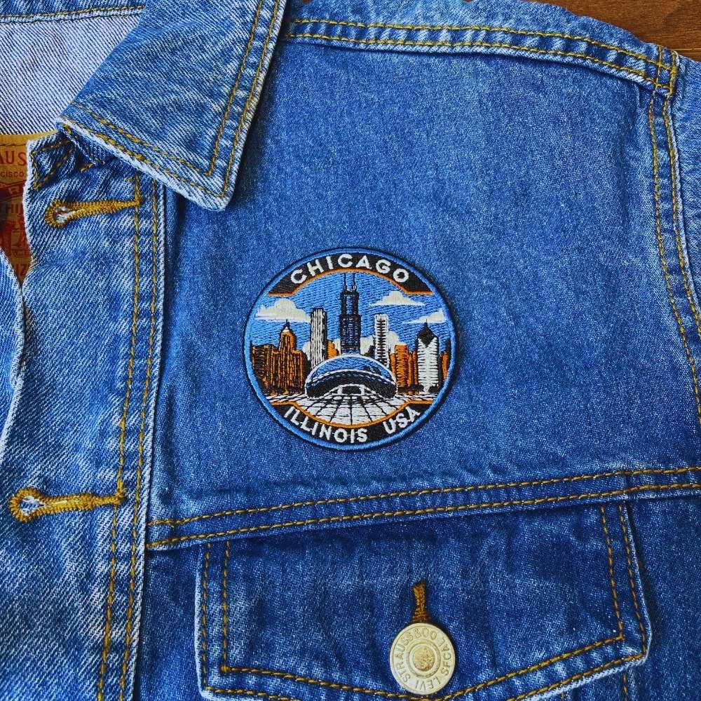 Chicago Patch on a backpack – iron-on embroidered patch