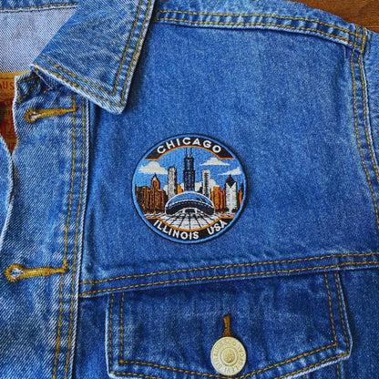 Chicago Patch on a backpack – iron-on embroidered patch