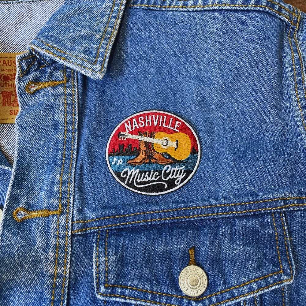 Nashville Tennessee Patch on a backpack – iron-on embroidered patch