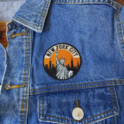 Liberty New York Patch on a backpack – iron-on embroidered patch
