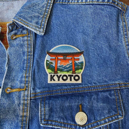 Kyoto Japan Patch on a backpack – iron-on embroidered patch