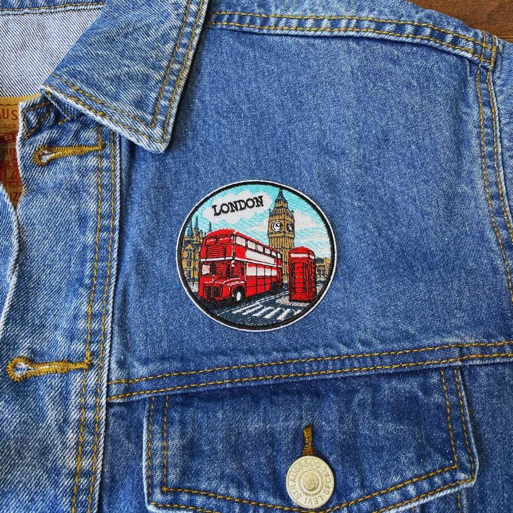 London Patch on a backpack – iron-on embroidered patch