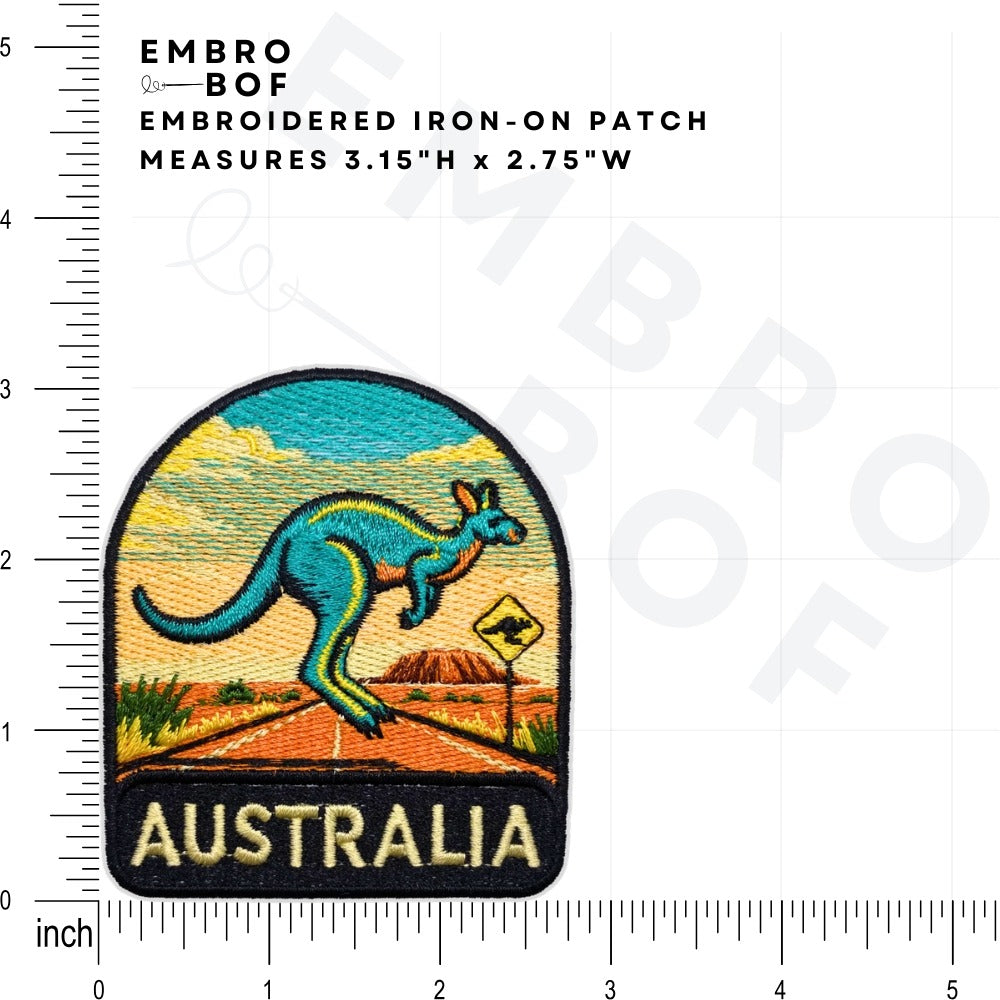 Australian Kangaroo Patch size reference – embroidered patch
