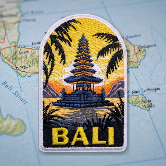 Pagoda Bali Patch – embroidered iron-on patch