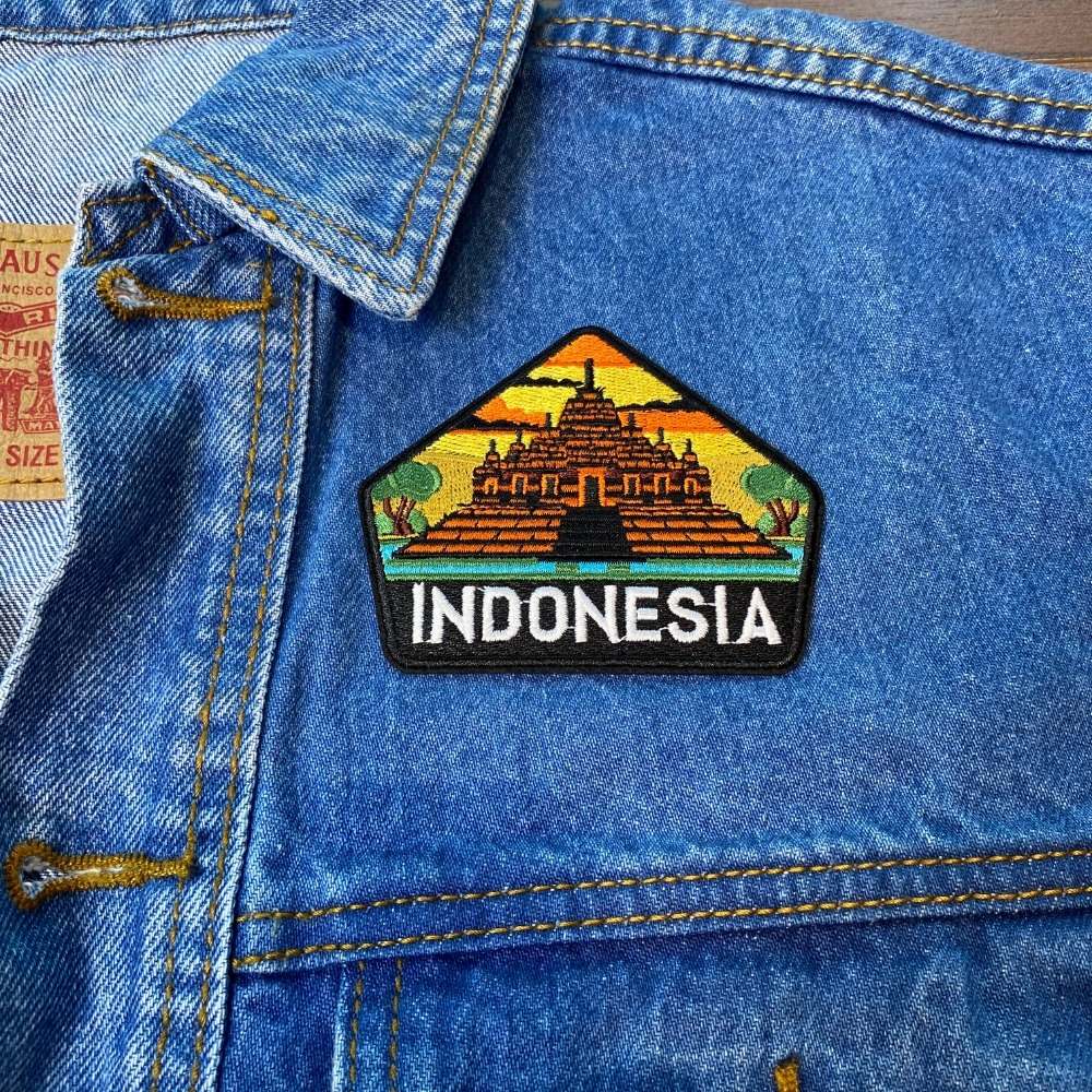 Borobudur Temple Patch on a backpack – iron-on embroidered patch