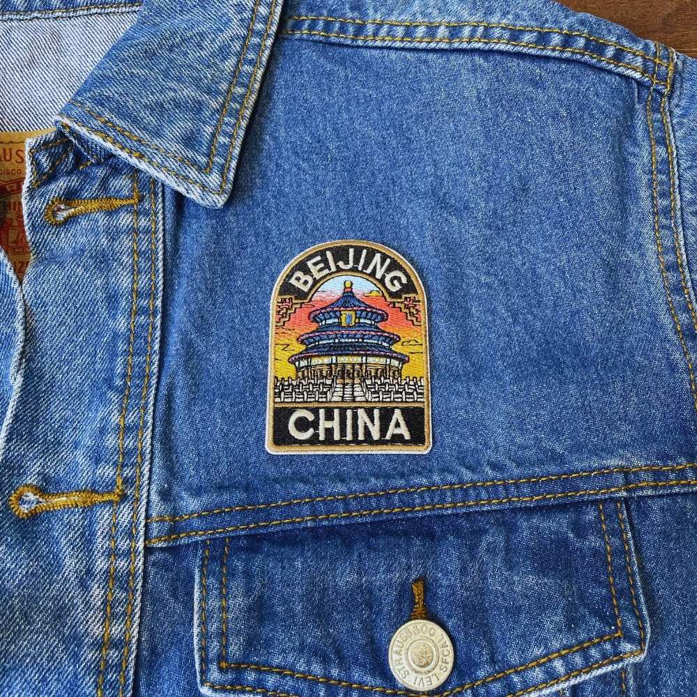 Beijing Patch on a backpack – iron-on embroidered patch