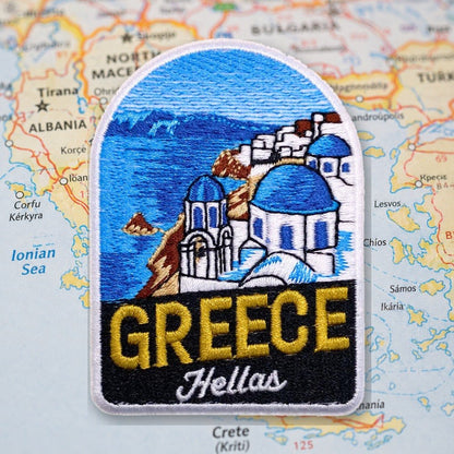 Blue Dome Greece Patch – embroidered iron-on patch