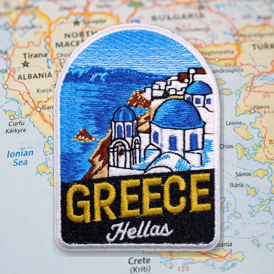 Blue Dome Greece Patch – embroidered iron-on patch