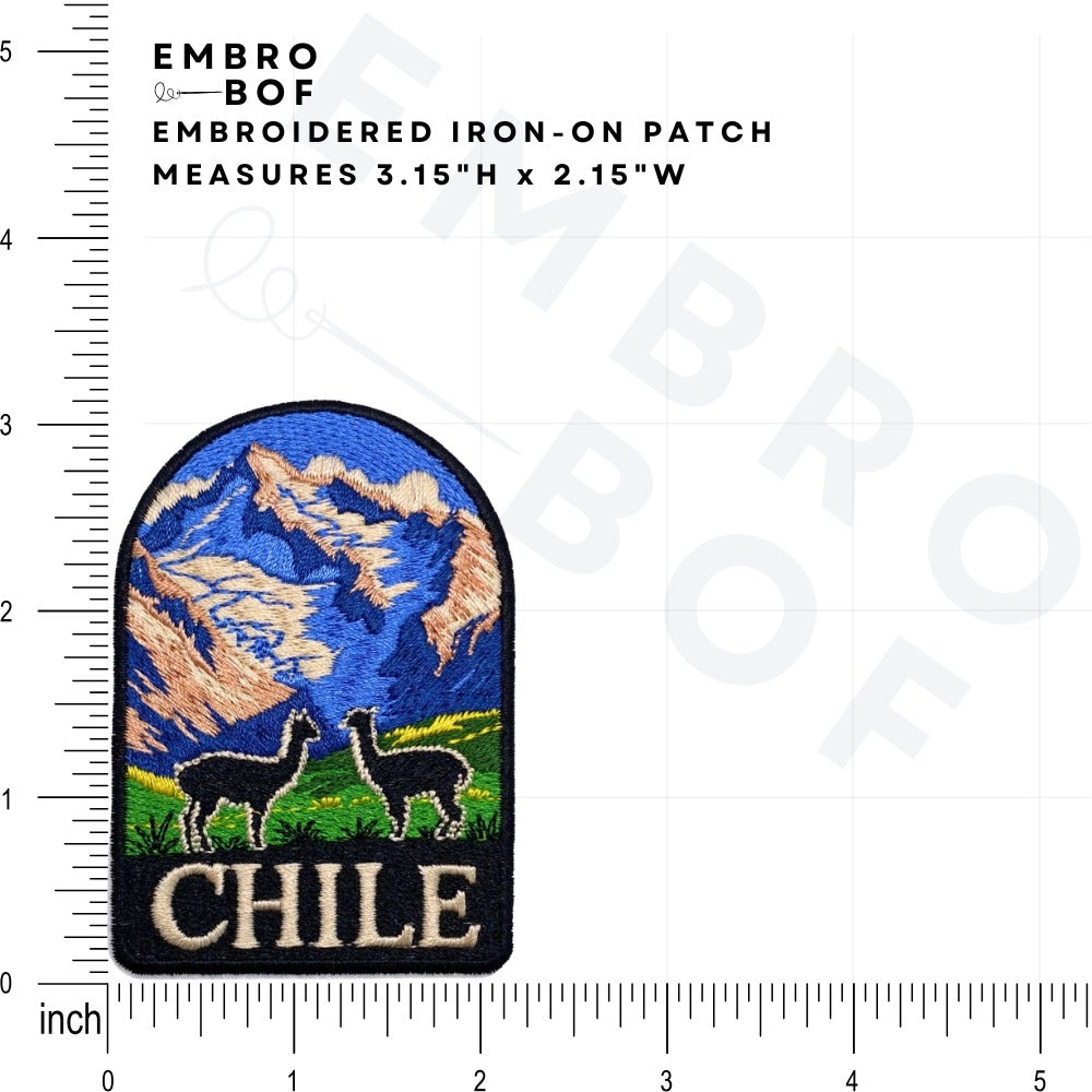 Majestic Andes of Chile Patch size reference – embroidered patch
