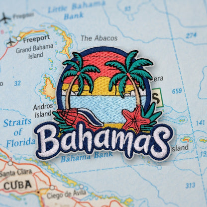Paradise Bahamas Beach Patch – embroidered iron-on patch