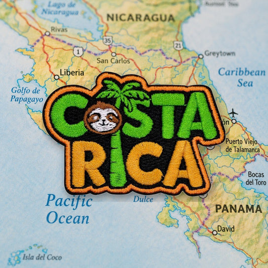 Sloth Adventure Costa Rica Patch – embroidered iron-on patch
