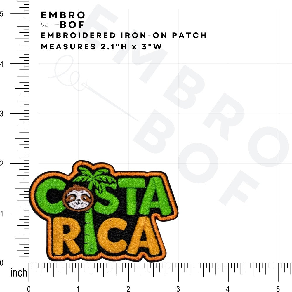 Sloth Adventure Costa Rica Patch size reference – embroidered patch