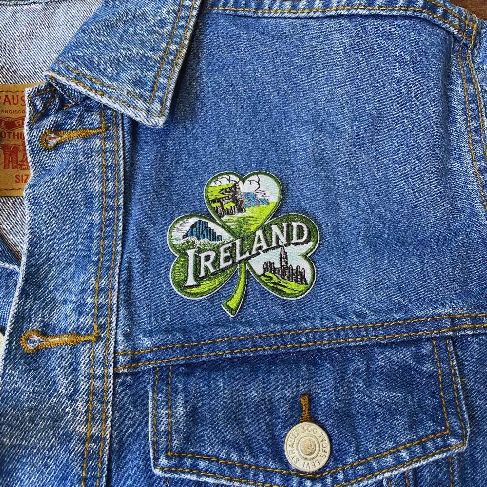 Shamrock Ireland Patch on a backpack – iron-on embroidered patch