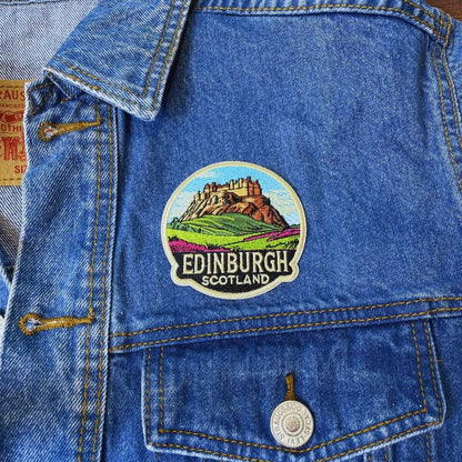 Edinburgh Castle Scotland Patch on a backpack – iron-on embroidered patch
