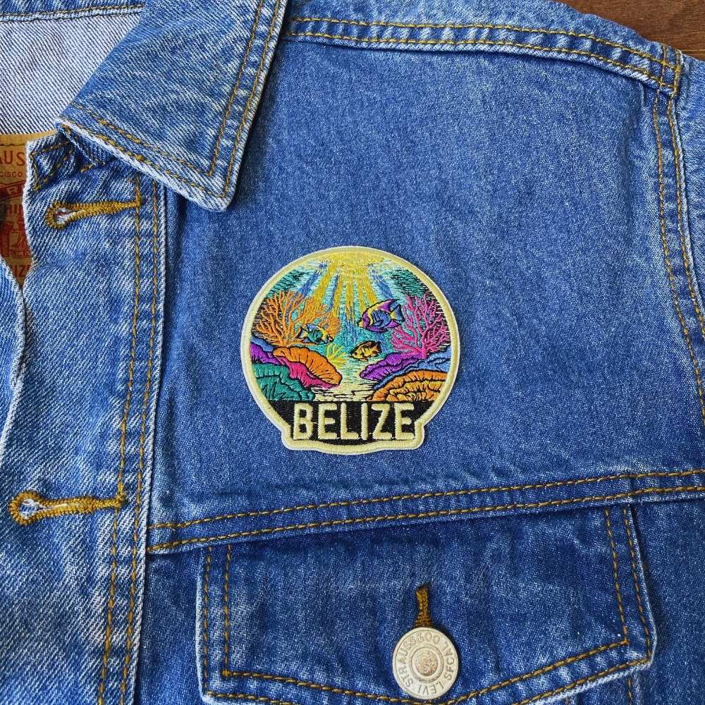 Coral Reef Belize Patch on a backpack – iron-on embroidered patch