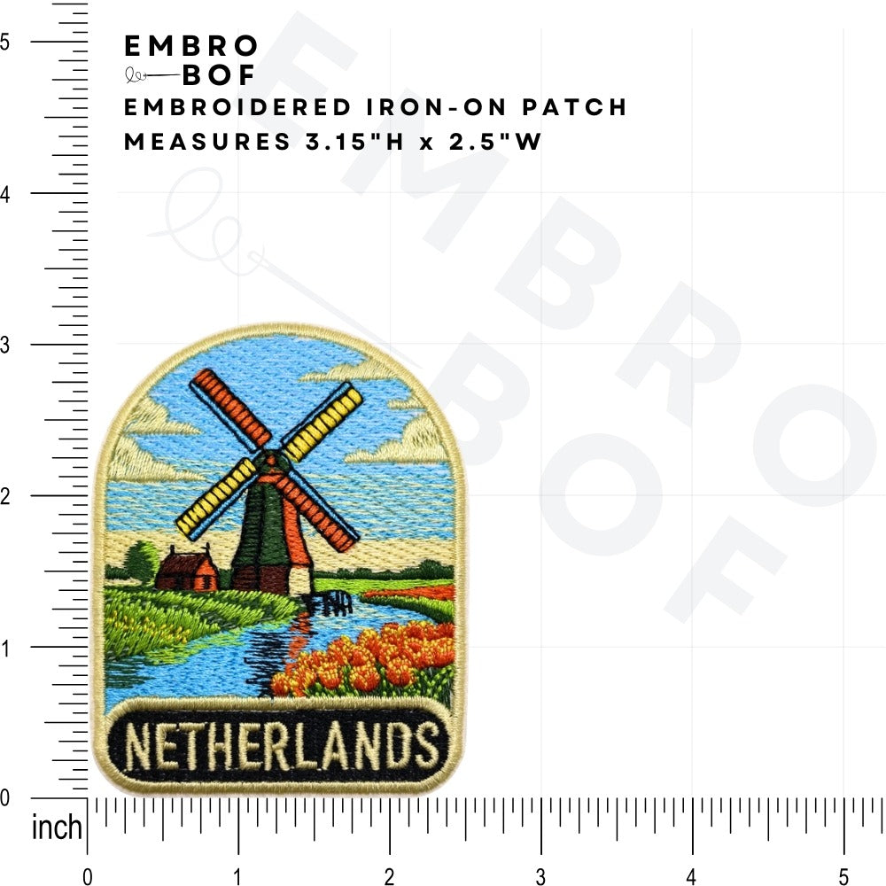 Dutch Windmill Netherlands Patch size reference – embroidered patch