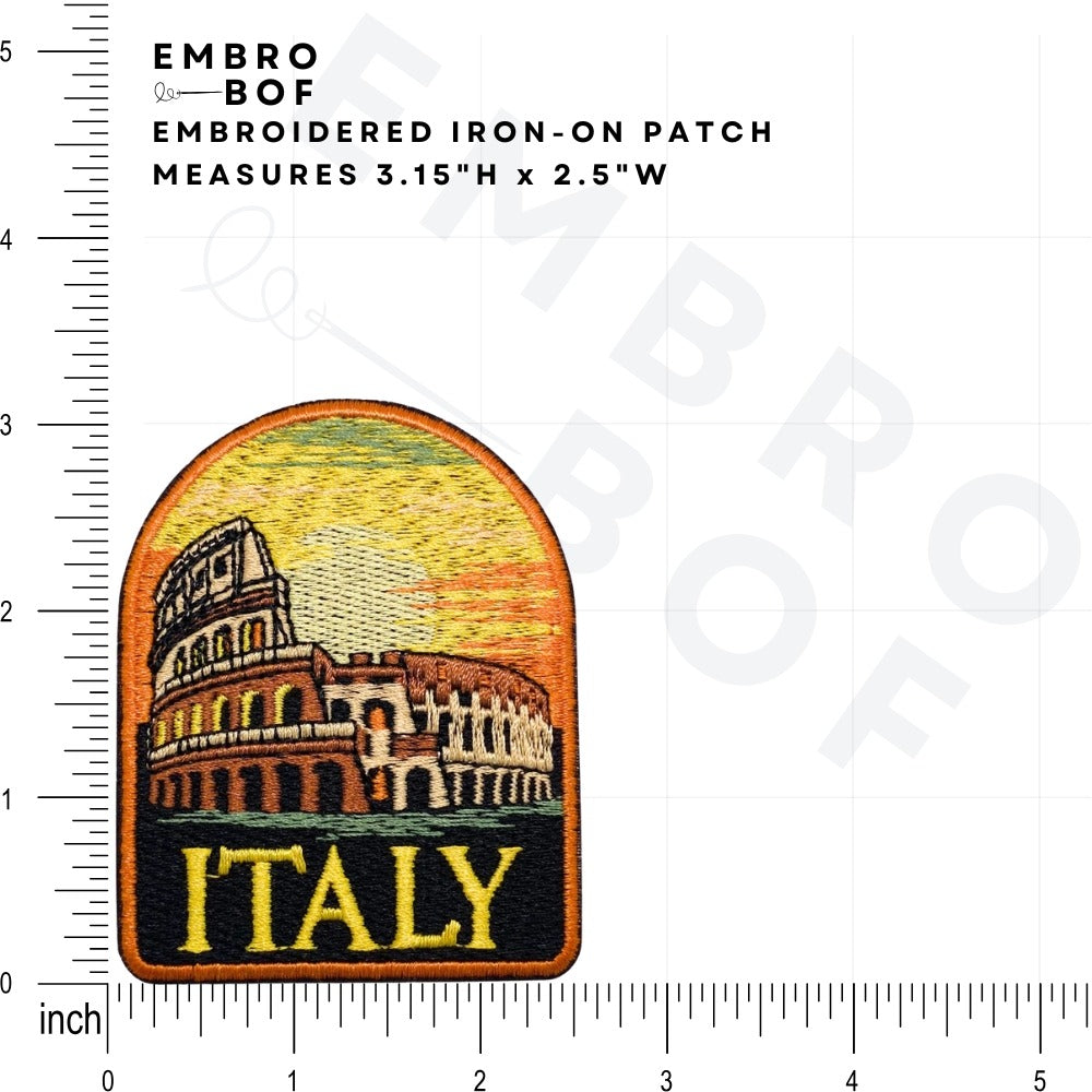 Roman Colosseum Italy Patch size reference – embroidered patch