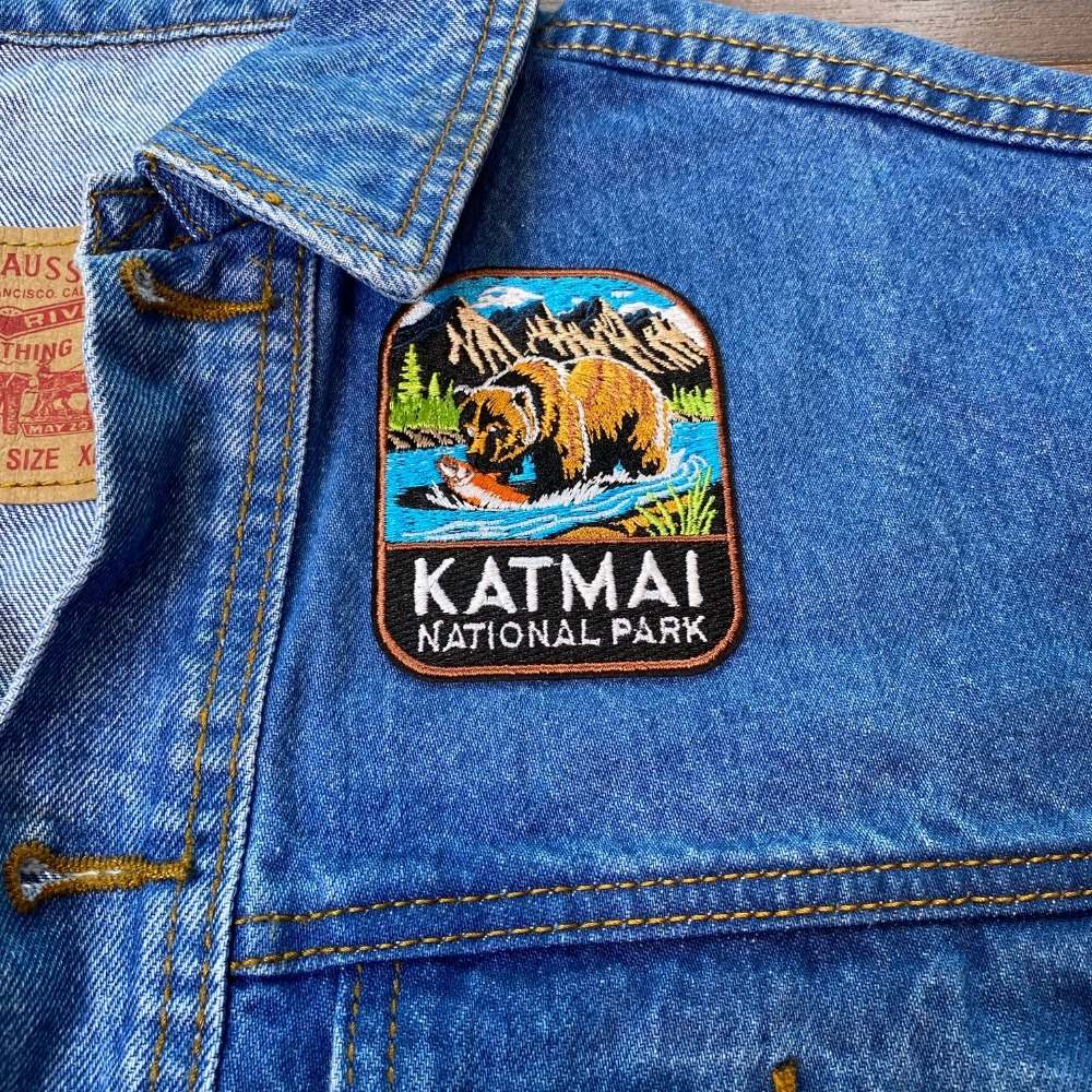 Katmai National Park Patch on a backpack – iron-on embroidered patch