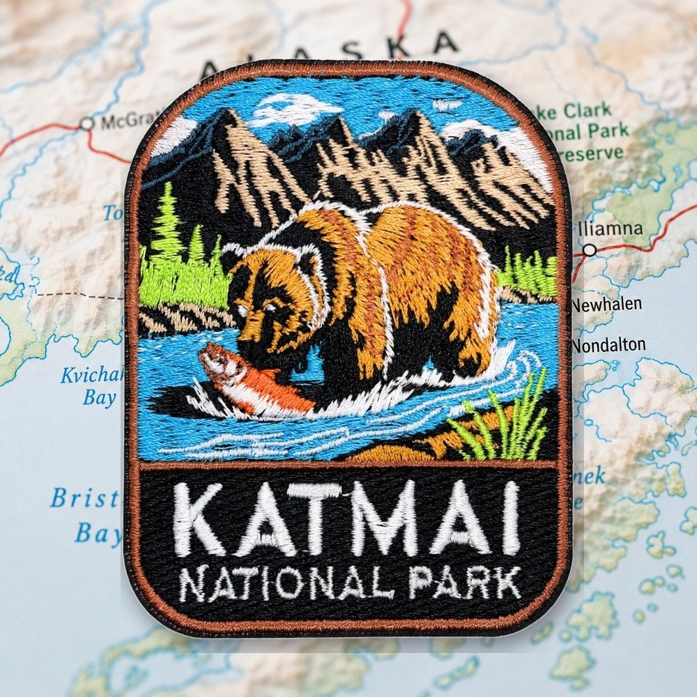 Katmai National Park Patch – embroidered iron-on patch