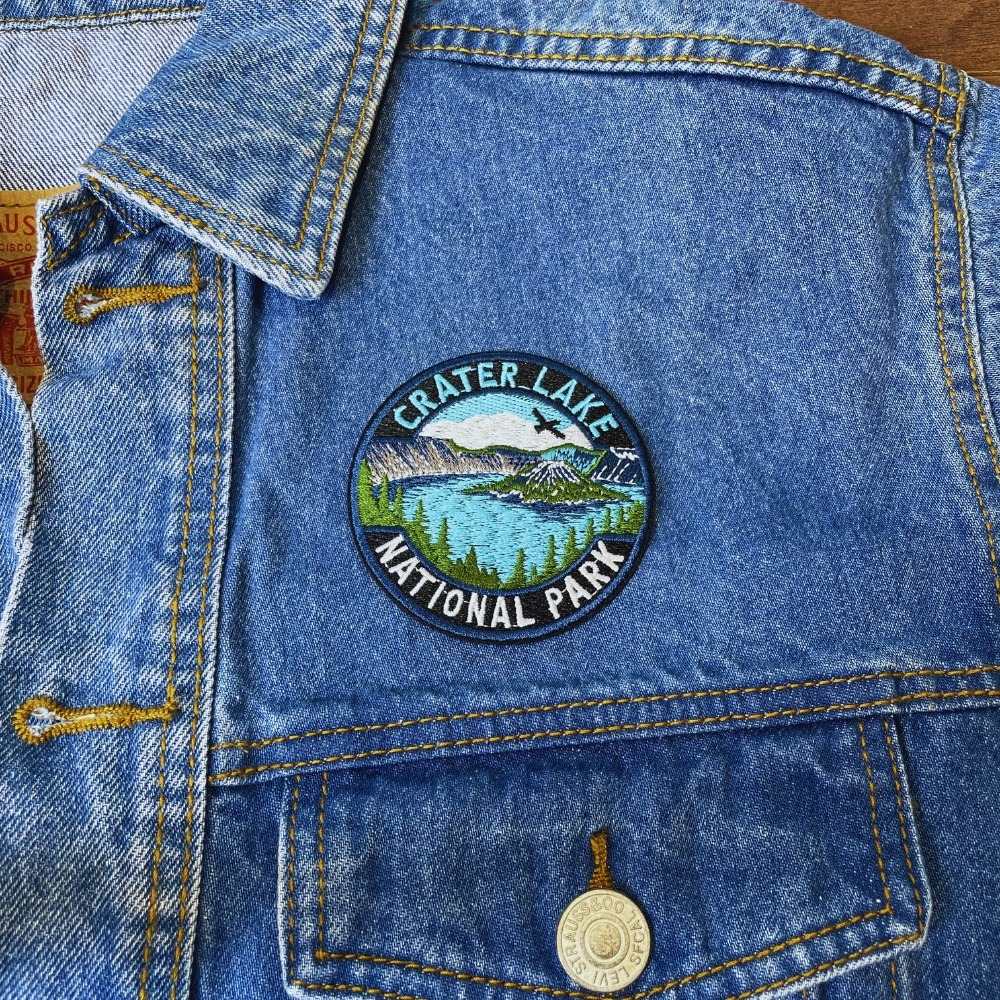 Crater Lake National Park Patch on a backpack – iron-on embroidered patch