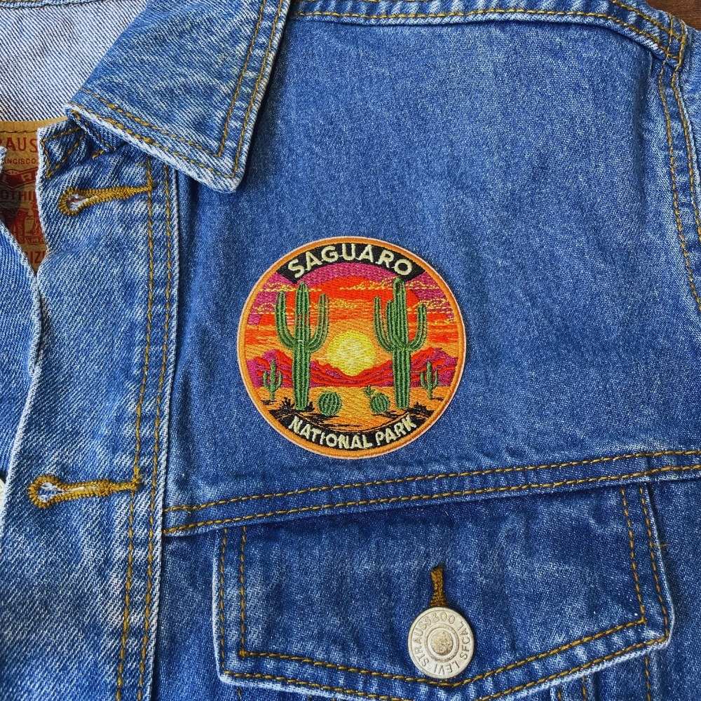 Saguaro National Park Patch on a backpack – iron-on embroidered patch