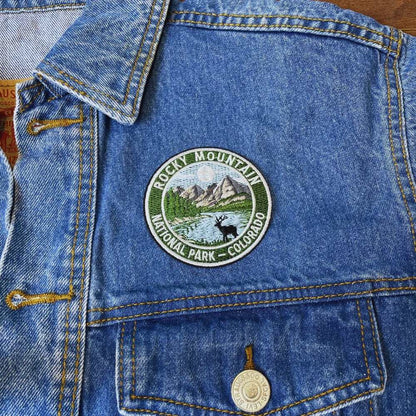 Rocky Mountain National Park Patch on a backpack – iron-on embroidered patch