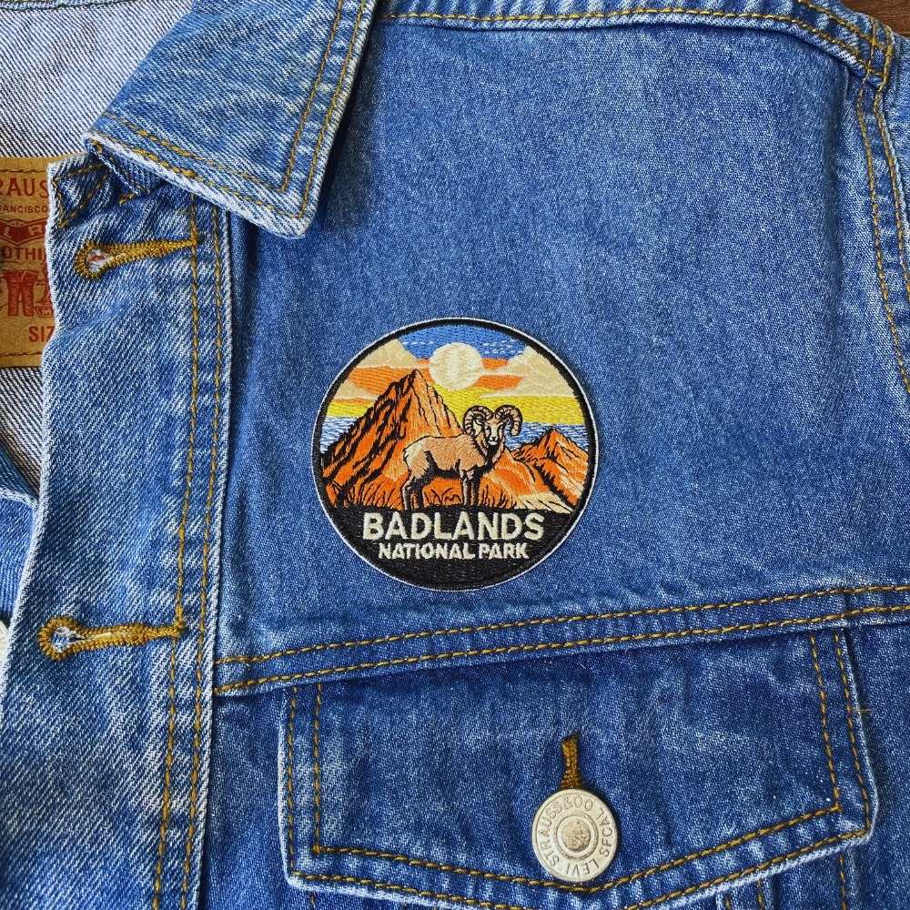 Badlands National Park Patch on a backpack – iron-on embroidered patch