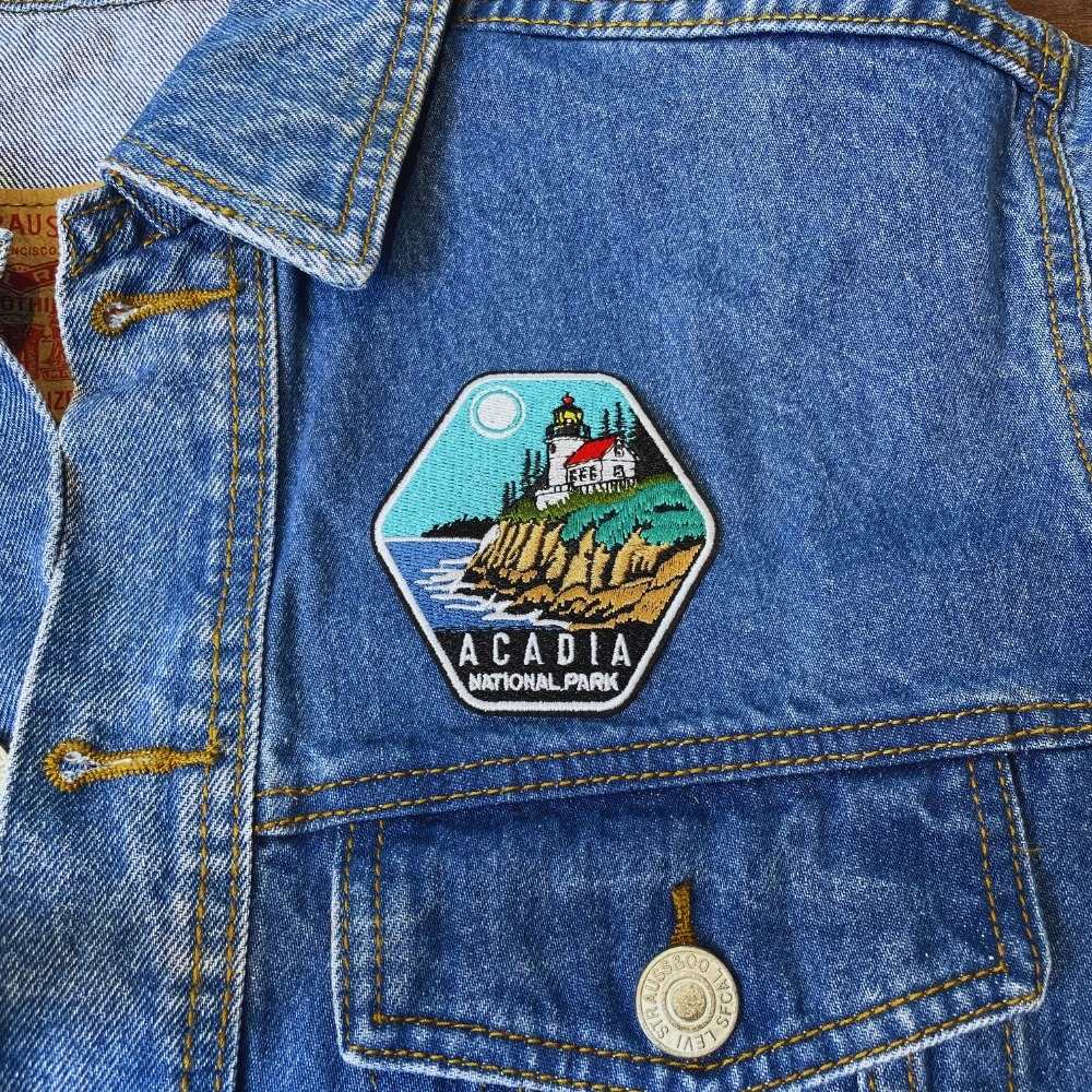 Acadia National Park Patch on a backpack – iron-on embroidered patch