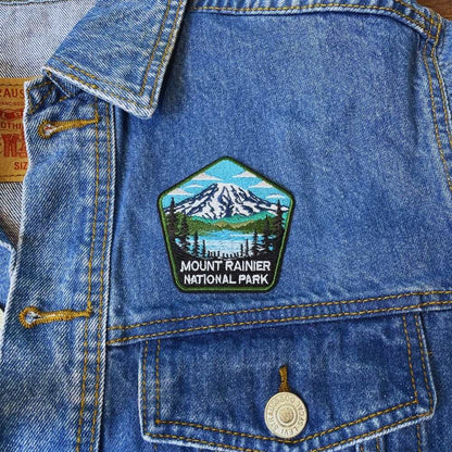 Mount Rainier National Park Patch on a backpack – iron-on embroidered patch