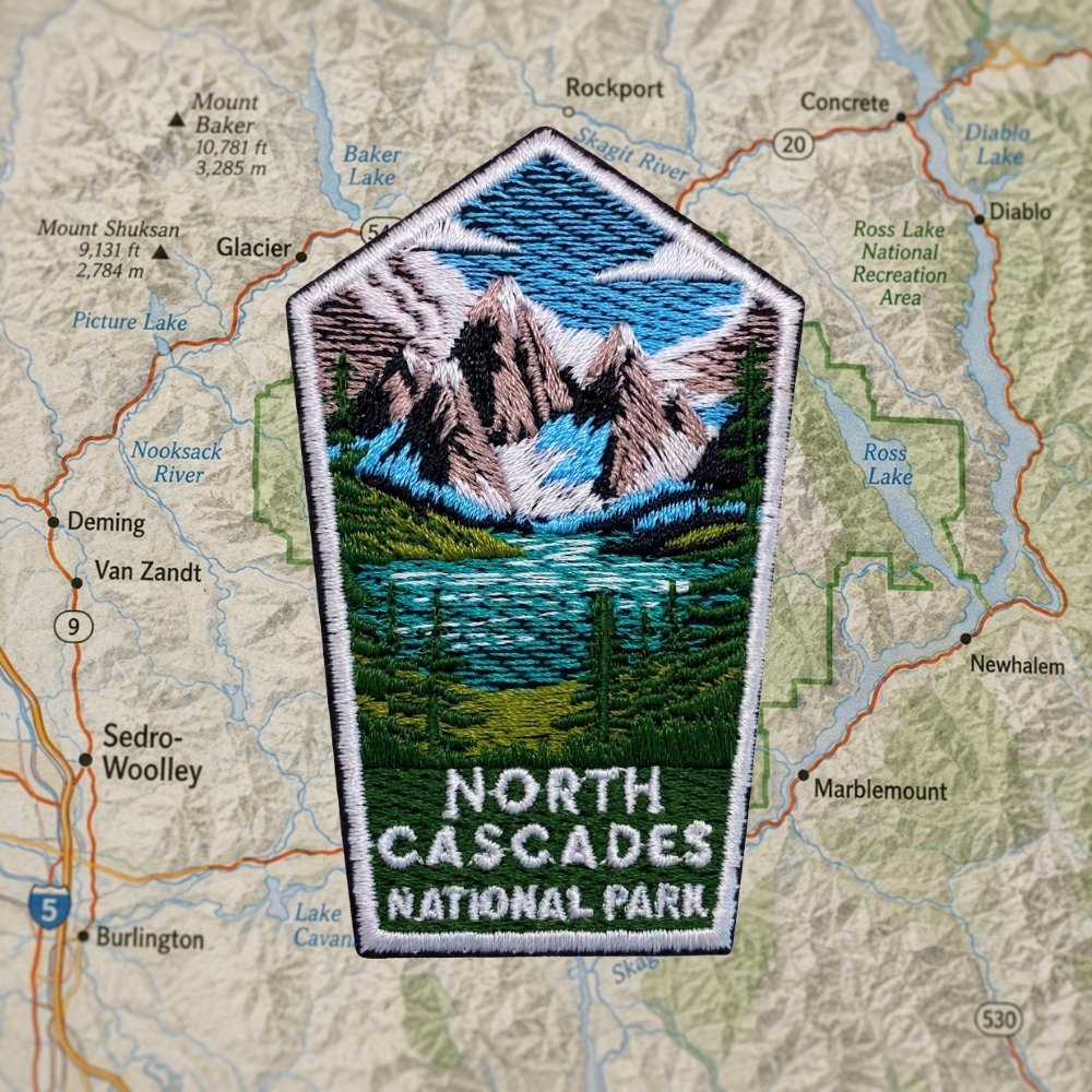 North Cascades National Park Patch – embroidered iron-on patch