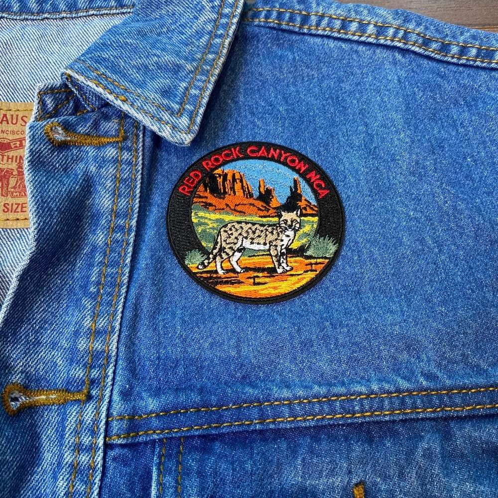 Red Rock Canyon Patch on a backpack – iron-on embroidered patch