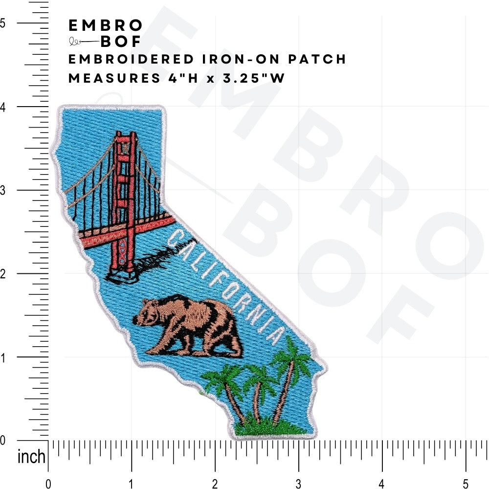 California Patch size reference – embroidered patch